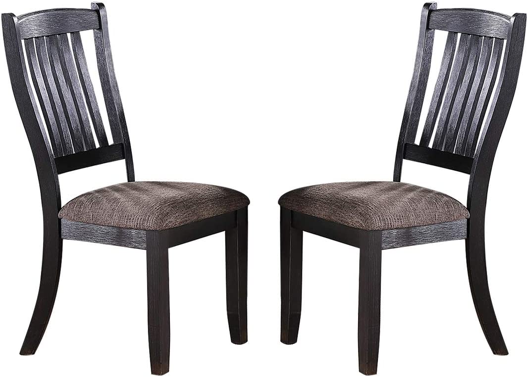 Dark Coffee Classic Wood Kitchen Dining Room Set Of 2 Side Chairs Fabric Upholstered Seat Unique Design Back Coffee Dining Room Contemporary,Modern Dining Chairs Rubberwood Rubber Wood