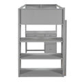 Twin Size Loft Bed With Ladder, Shelves, And Desk, Gray Gray Solid Wood Mdf