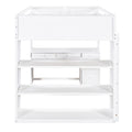 Full Size Loft Bed With Ladder, Shelves, And Desk, White White Solid Wood Mdf