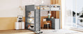 Full Size Loft Bed With Ladder, Shelves, And Desk, Gray Gray Solid Wood Mdf