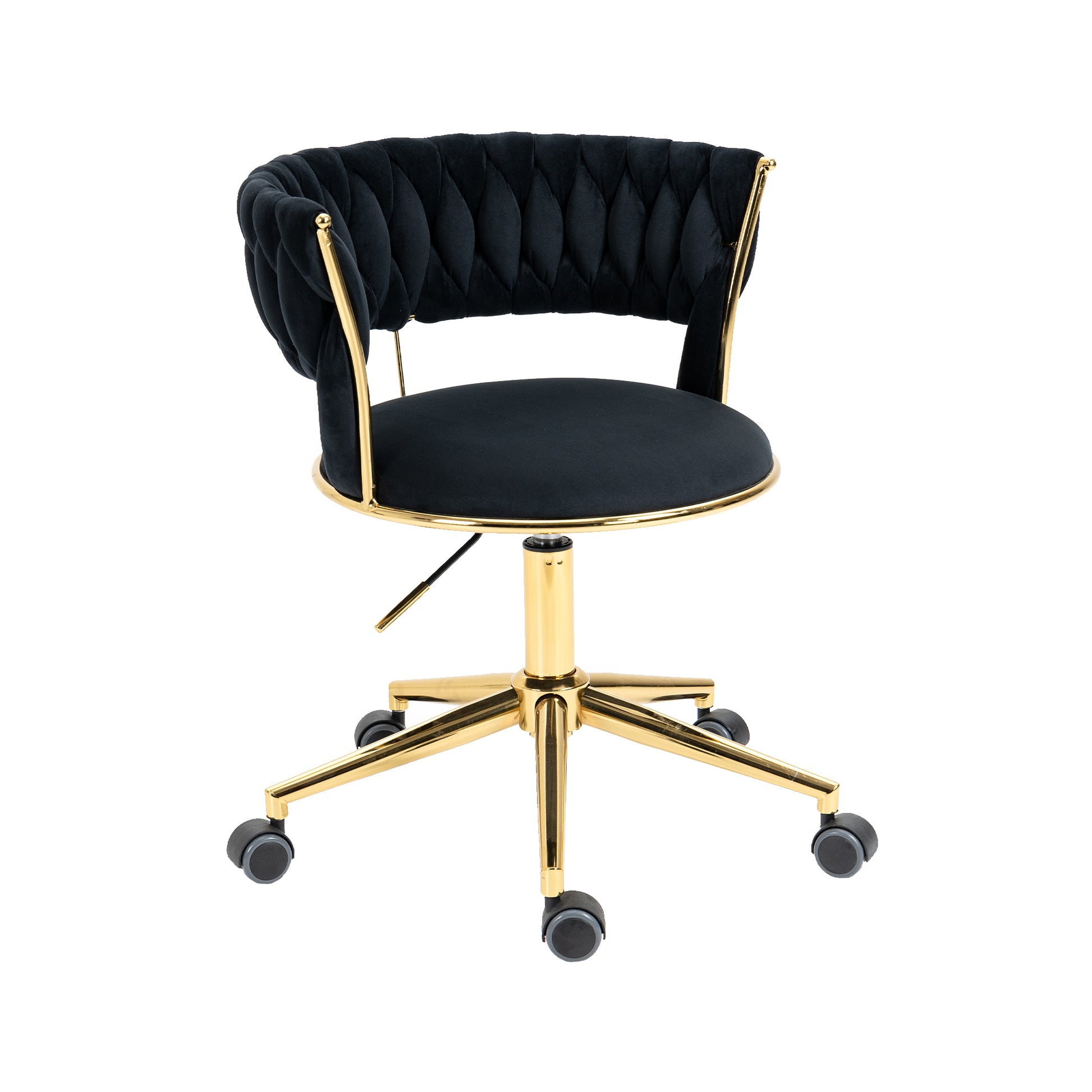 Coolmore Home Office Desk Chair, Vanity Chair, Modern Adjustable Home Computer Executive Chair Swivel Task Chair For Small Space, Living Room, Make Up, Studying Black Polyester