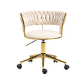 Coolmore Home Office Desk Chair, Vanity Chair, Modern Adjustable Home Computer Executive Chair Swivel Task Chair For Small Space, Living Room, Make Up, Studying Ivory Polyester