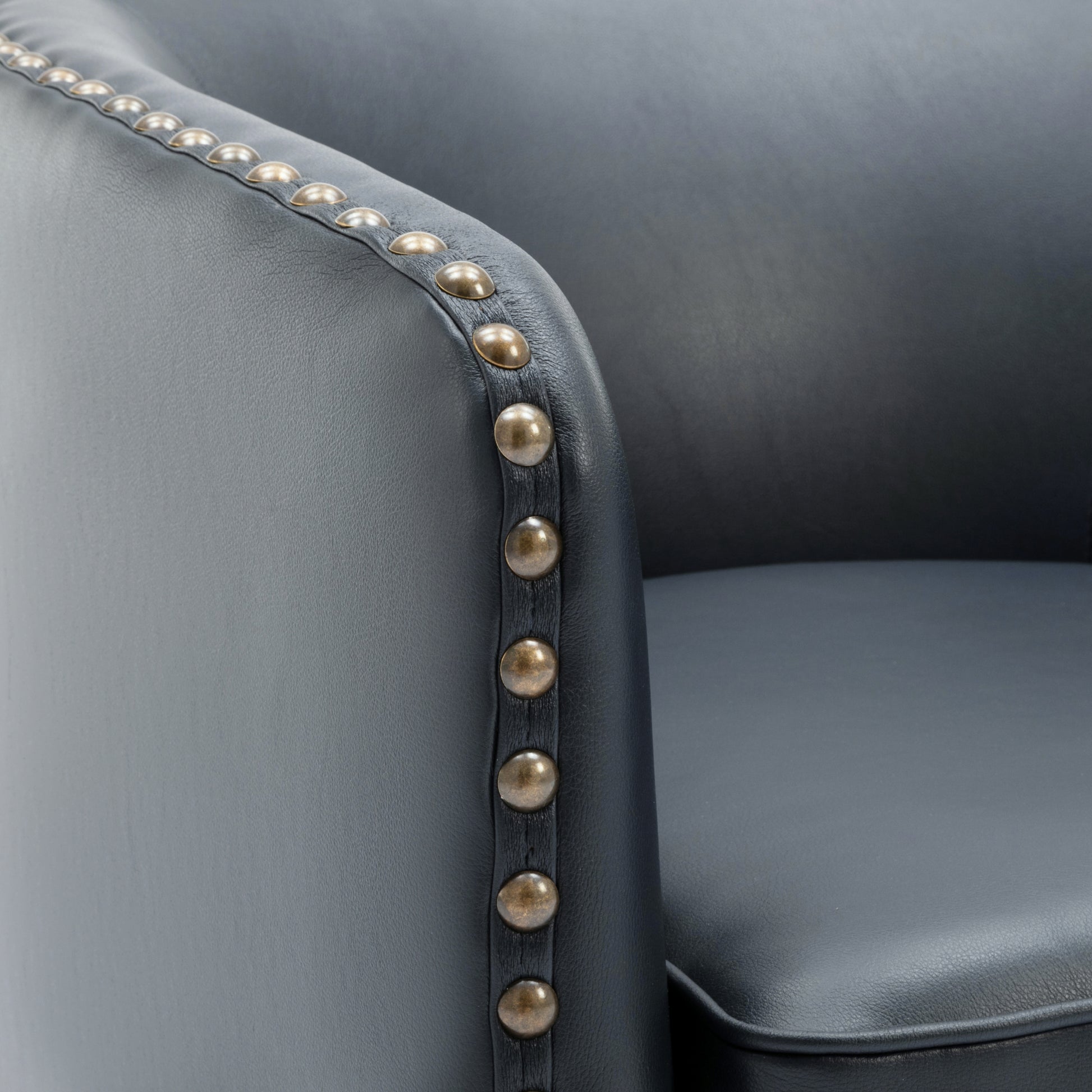 Trenton Swivel Arm Chair Midnight Blue Dark Blue Foam Pu Leather