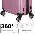 3 Piece Luggage With Tsa Lock Abs, Durable Luggage Set, Lightweight Suitcase With Hooks, Spinner Wheels Cross Stripe Luggage Sets 20In 24In 28In Pink Abs