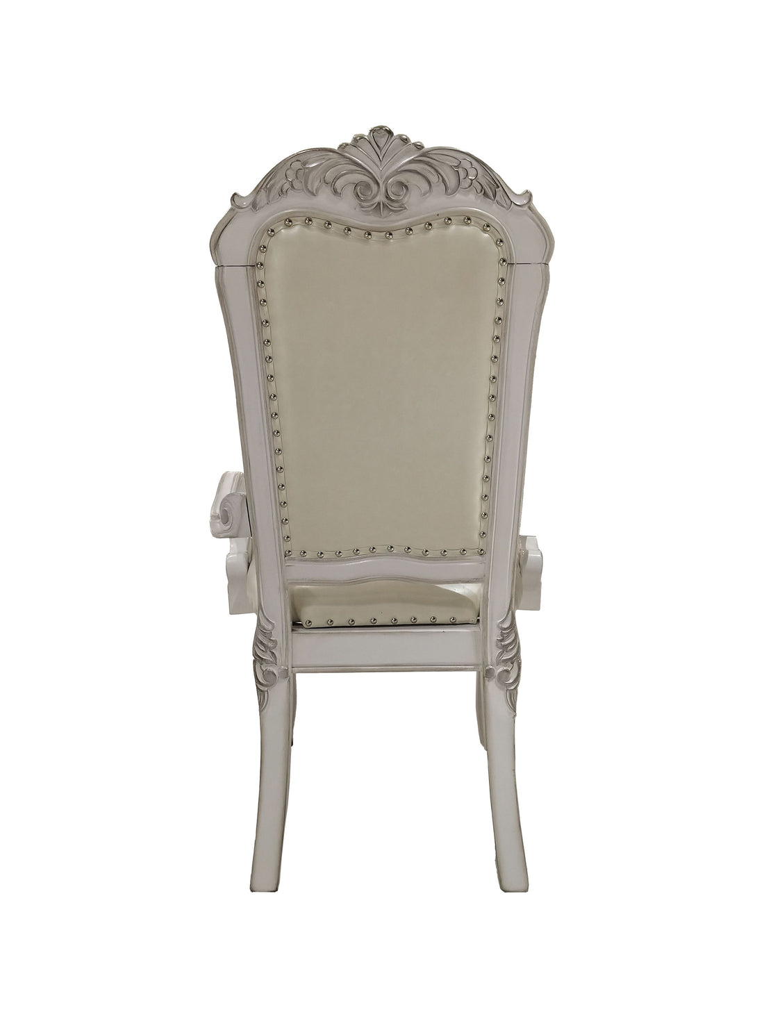 Dresden Arm Chair Set 2 In Pu & Bone White Finish Dn01697 White Pu