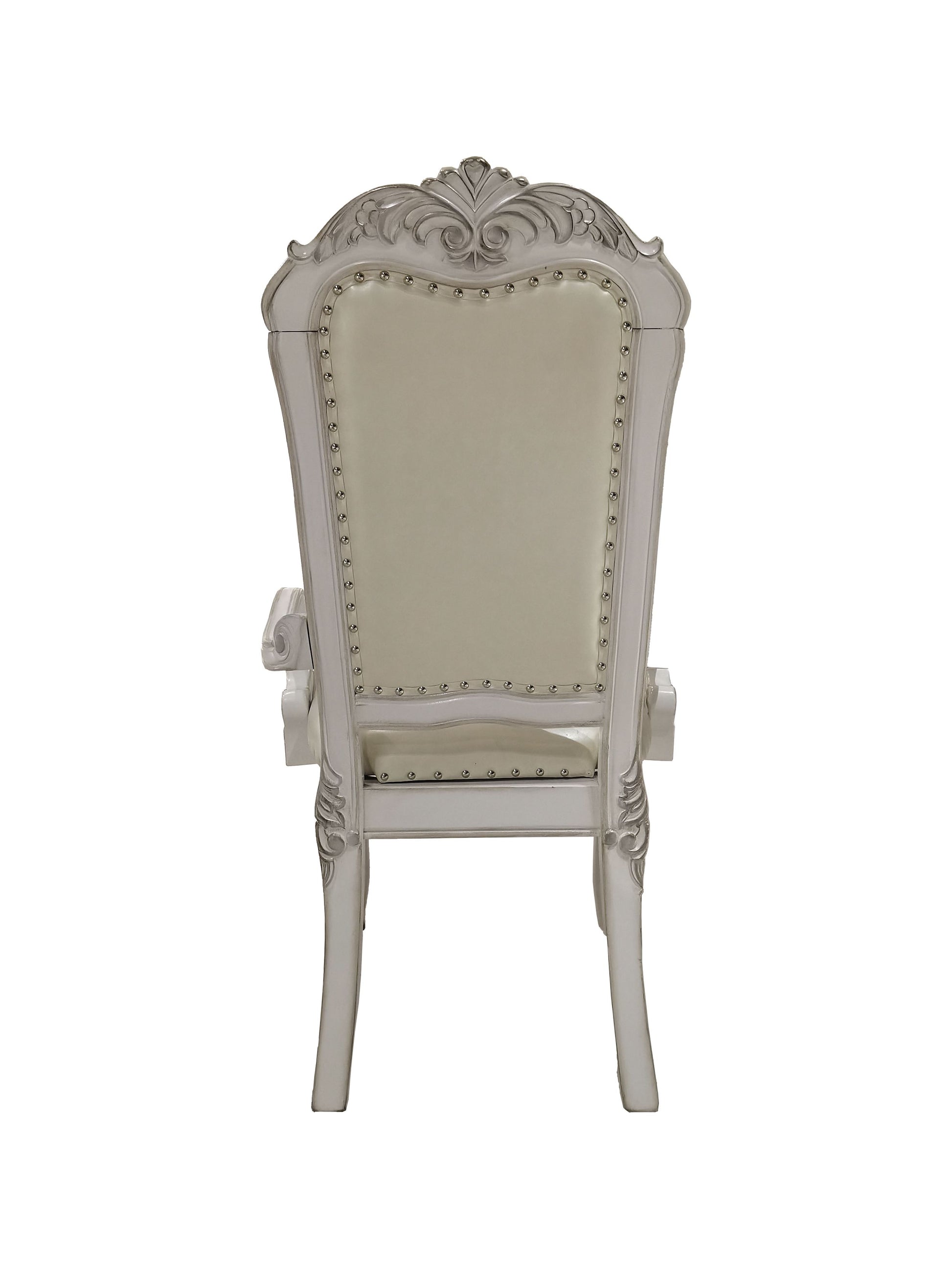 Dresden Arm Chair Set 2 In Pu & Bone White Finish Dn01697 White Pu