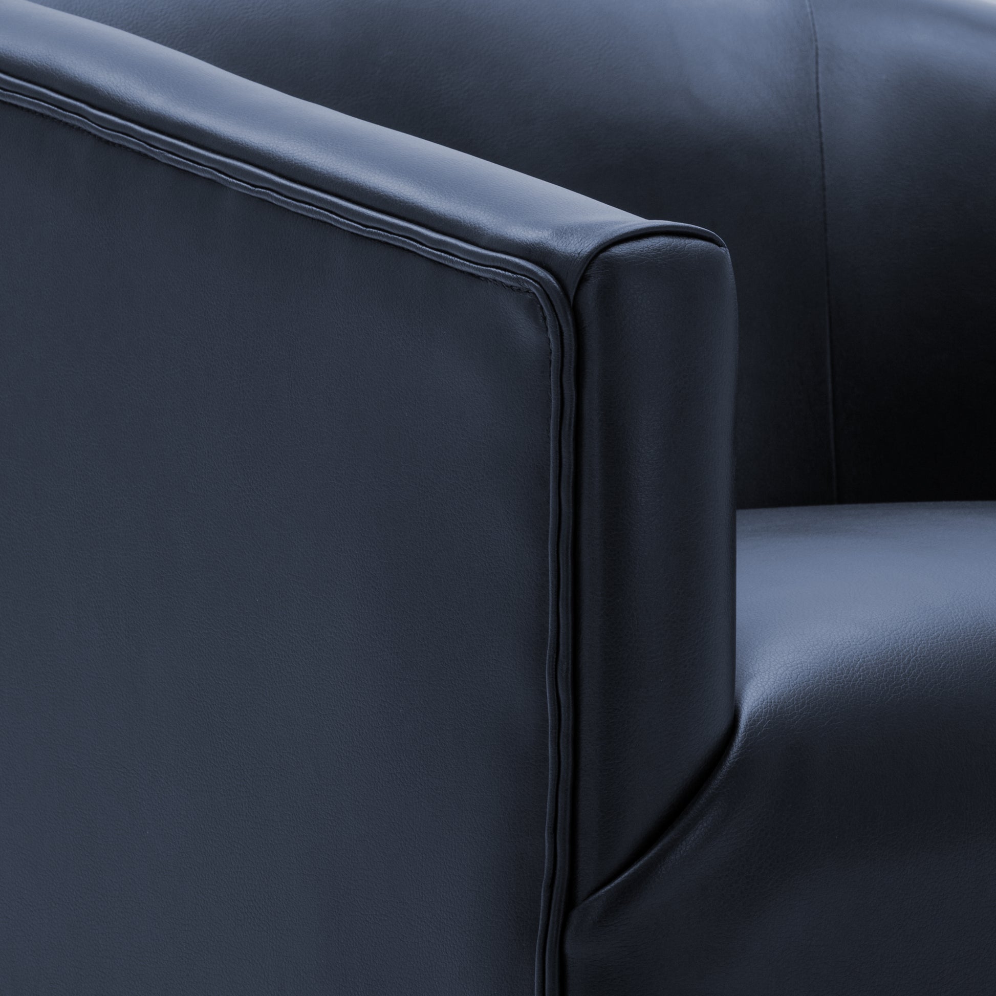 Garland Midnight Blue Wood Base Swivel Chair Blue Foam Pu Leather