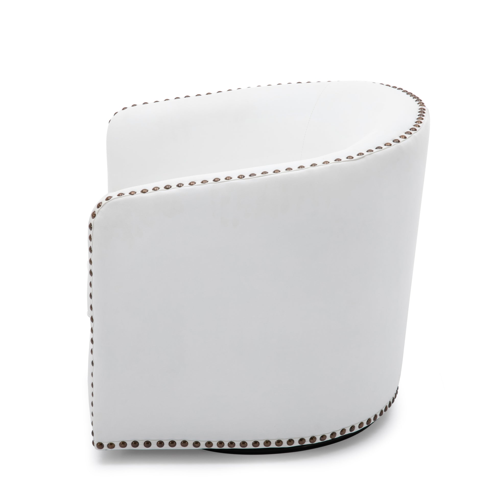 Trenton Swivel Arm Chair Milky Off White Foam Pu Leather