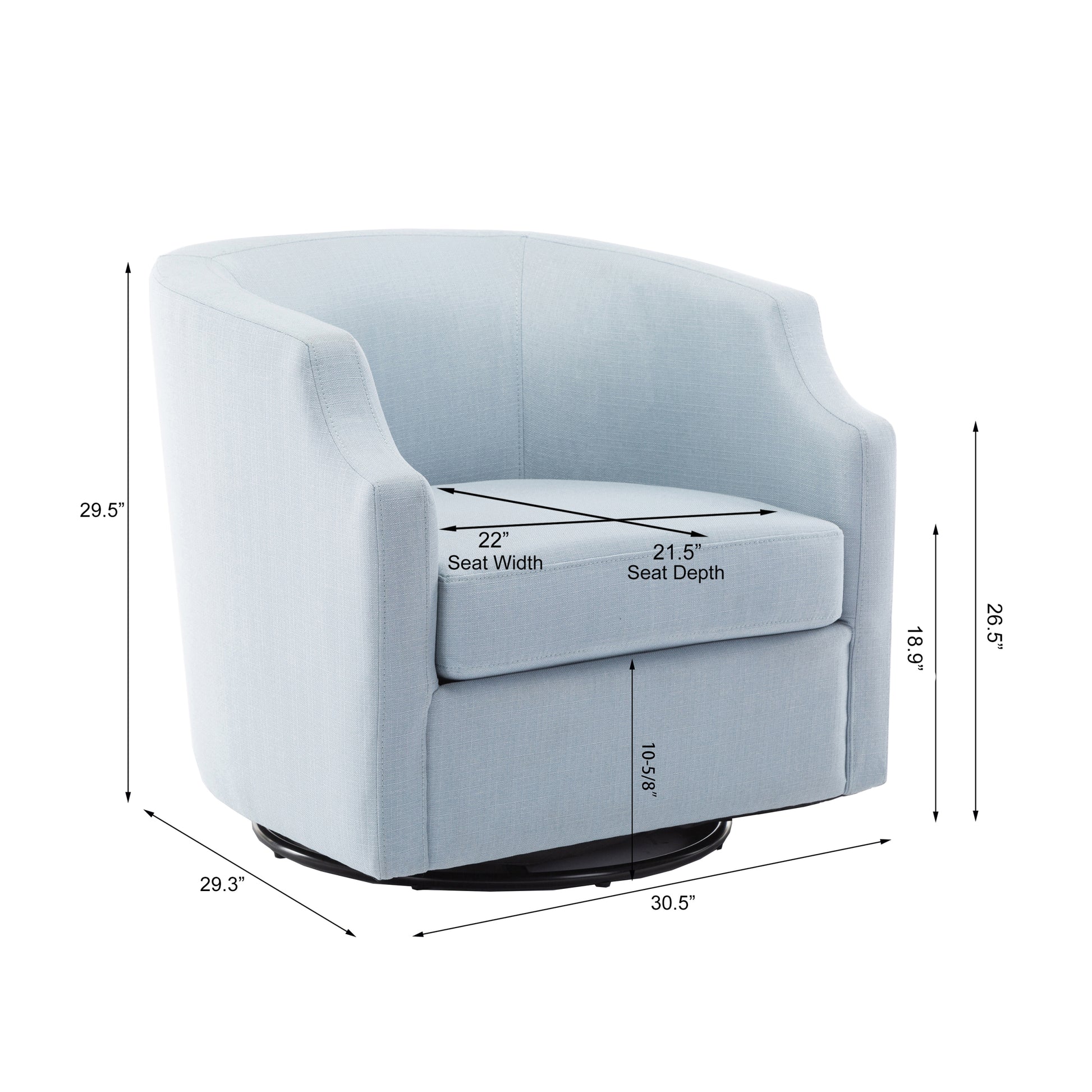 Isabelle Sky Blue Swivel Glider Barrel Chair Light Blue Foam Polyester