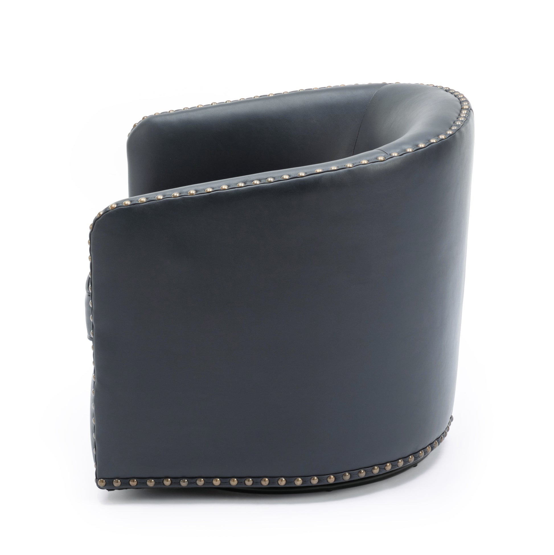 Trenton Swivel Arm Chair Midnight Blue Dark Blue Foam Pu Leather