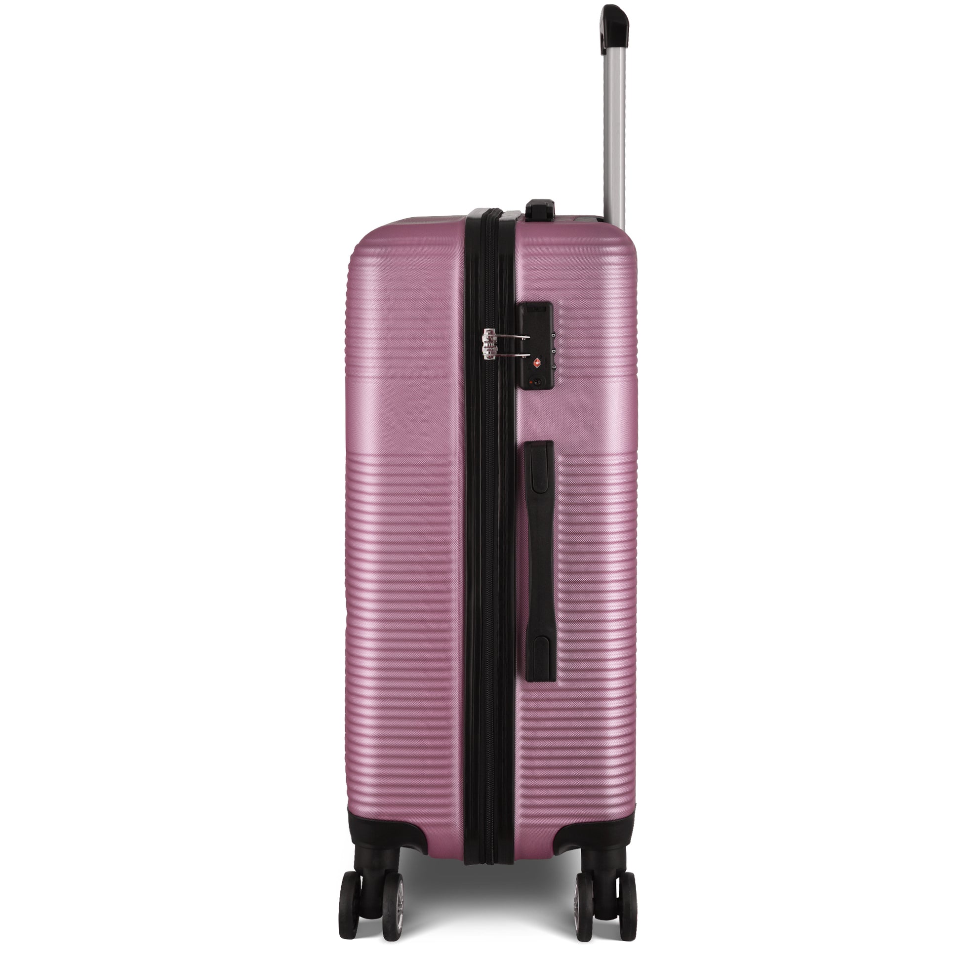 3 Piece Luggage With Tsa Lock Abs, Durable Luggage Set, Lightweight Suitcase With Hooks, Spinner Wheels Cross Stripe Luggage Sets 20In 24In 28In Pink Abs