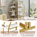 4 Tiers Home Office Open Bookshelf, Round Shape, Different Placement Ways, Mdf Board, Gold Metal Frame, White Golden White Mdf Steel