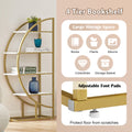 4 Tiers Home Office Open Bookshelf, Round Shape, Different Placement Ways, Mdf Board, Gold Metal Frame, White Golden White Mdf Steel