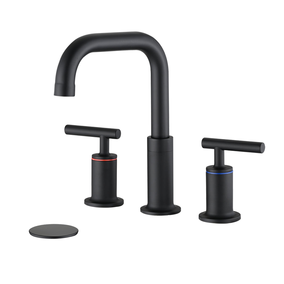 8 Inch Widespread Bathroom Sink Faucet With Pop Up Drain Matte Black Brass