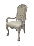 Dresden Arm Chair Set 2 In Pu & Bone White Finish Dn01697 White Pu