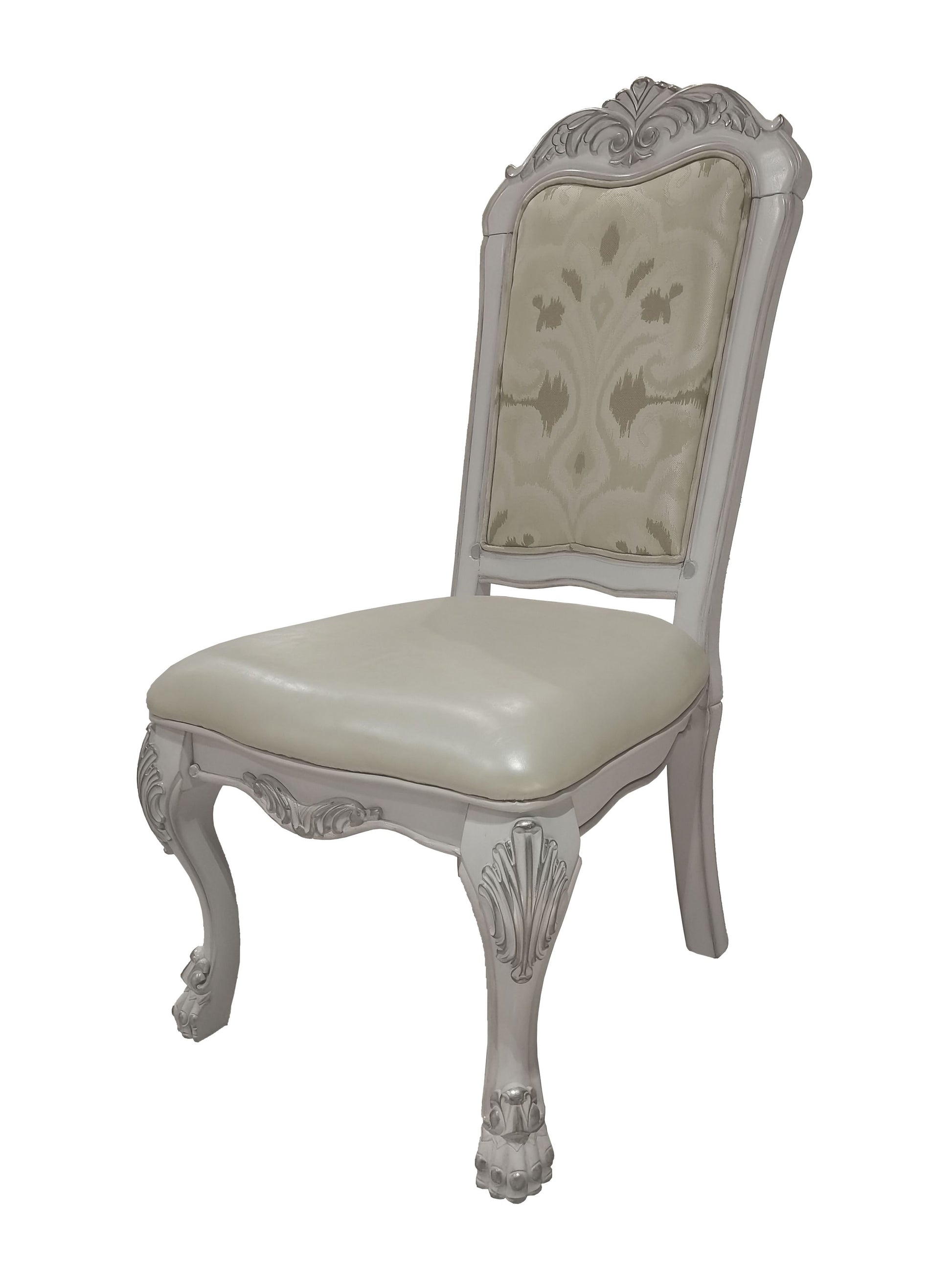 Dresden Side Chair Set 2 In Pu & Bone White Finish Dn01696 White Pu