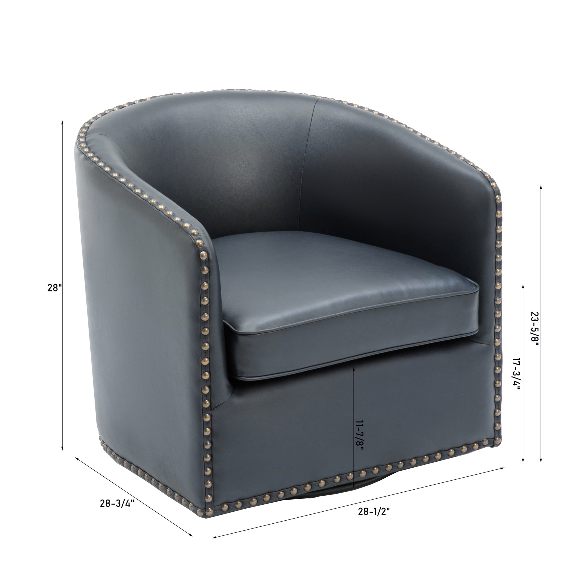 Trenton Swivel Arm Chair Midnight Blue Dark Blue Foam Pu Leather