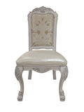 Dresden Side Chair Set 2 In Pu & Bone White Finish Dn01696 White Pu