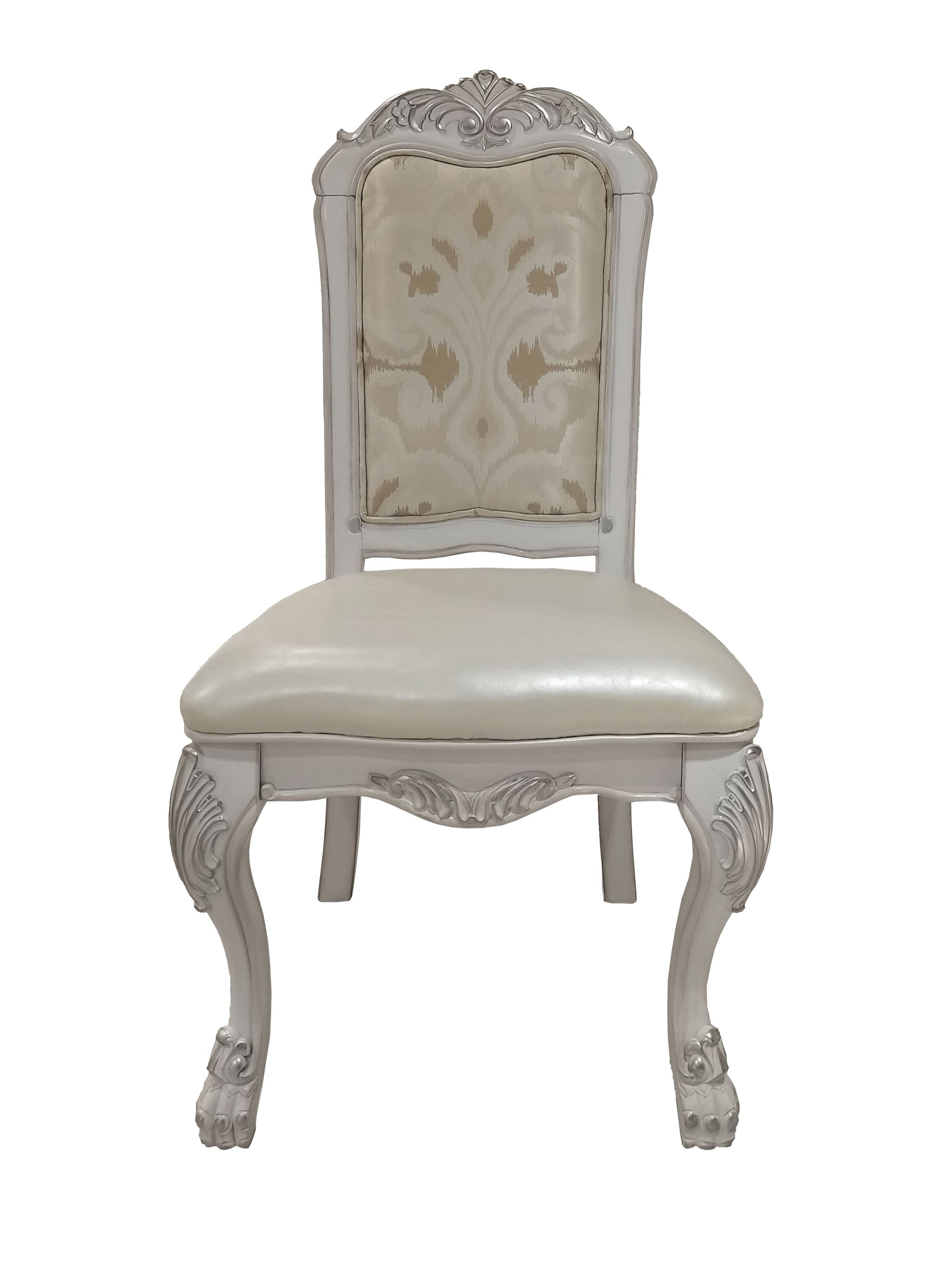 Dresden Side Chair Set 2 In Pu & Bone White Finish Dn01696 White Pu