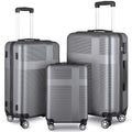 3 Piece Luggage With Tsa Lock Abs, Durable Luggage Set, Lightweight Suitcase With Hooks, Spinner Wheels Cross Stripe Luggage Sets 20In 24In 28In Silver Grey Abs