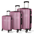 3 Piece Luggage With Tsa Lock Abs, Durable Luggage Set, Lightweight Suitcase With Hooks, Spinner Wheels Cross Stripe Luggage Sets 20In 24In 28In Pink Abs