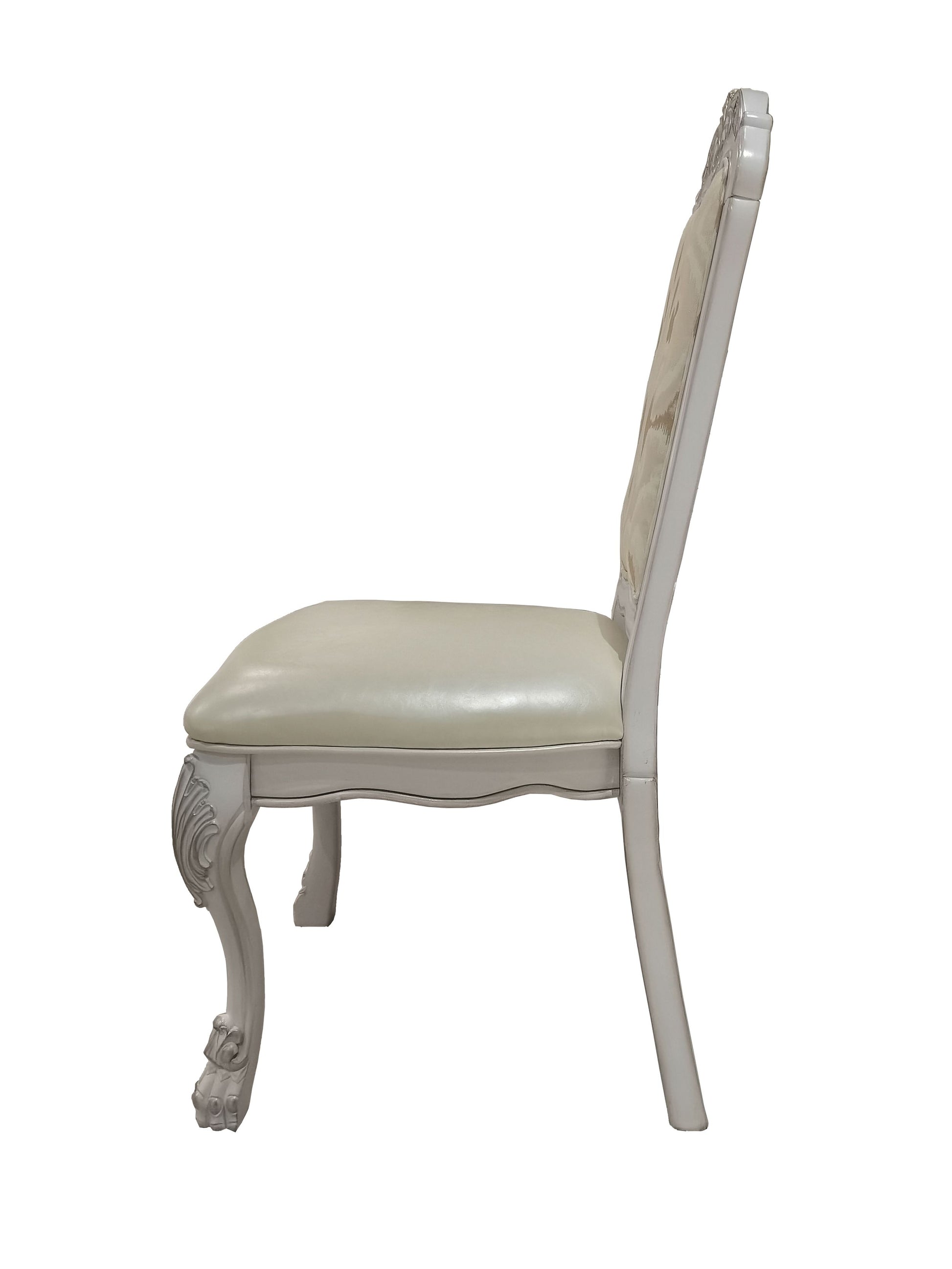 Dresden Side Chair Set 2 In Pu & Bone White Finish Dn01696 White Pu