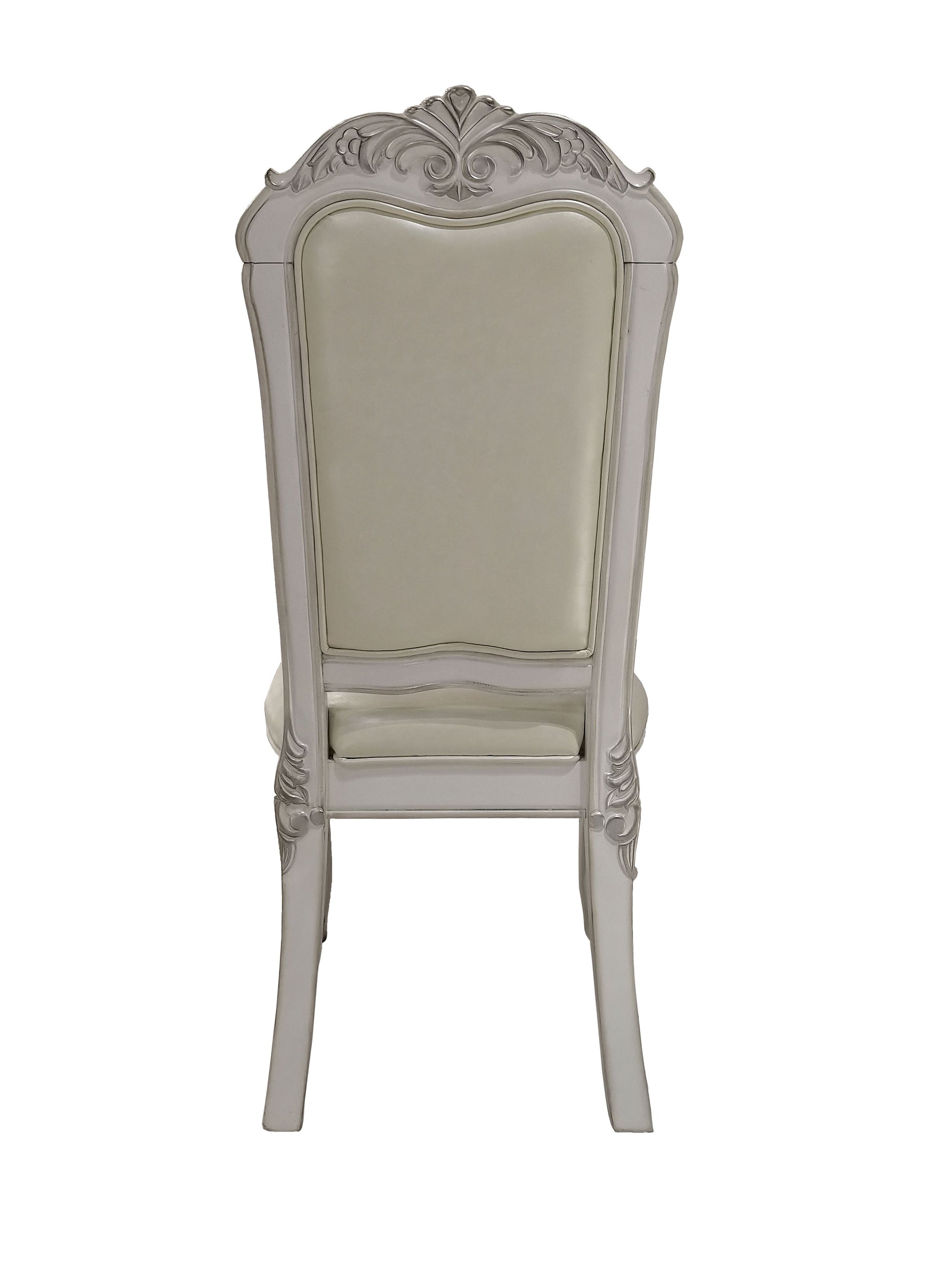 Dresden Side Chair Set 2 In Pu & Bone White Finish Dn01696 White Pu