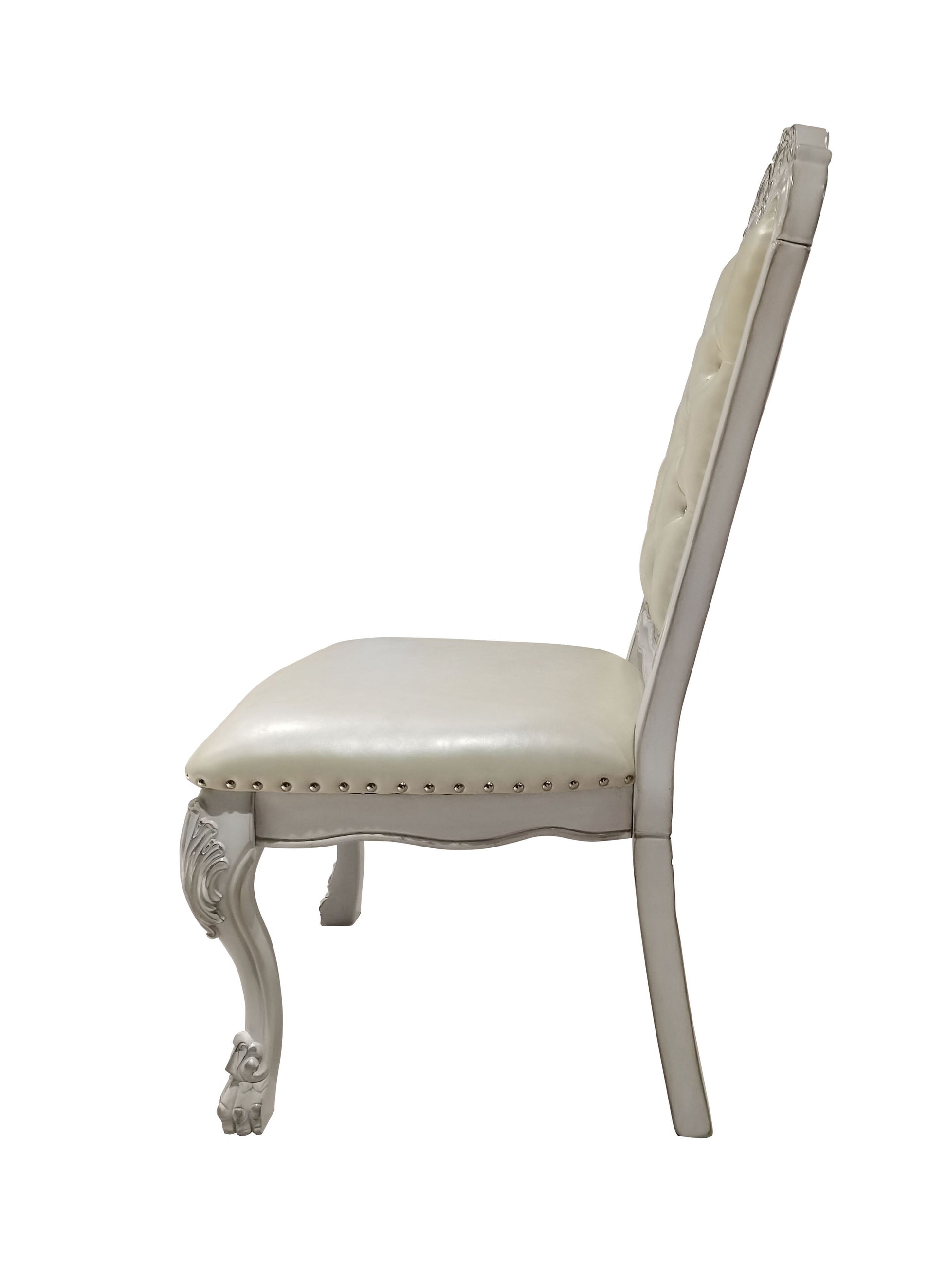 Dresden Side Chair Set 2 In Fabric & Bone White Finish Dn01701 White Mdf