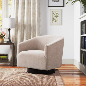 Garland Oatmeal Wood Base Swivel Chair Natural Foam Polyester