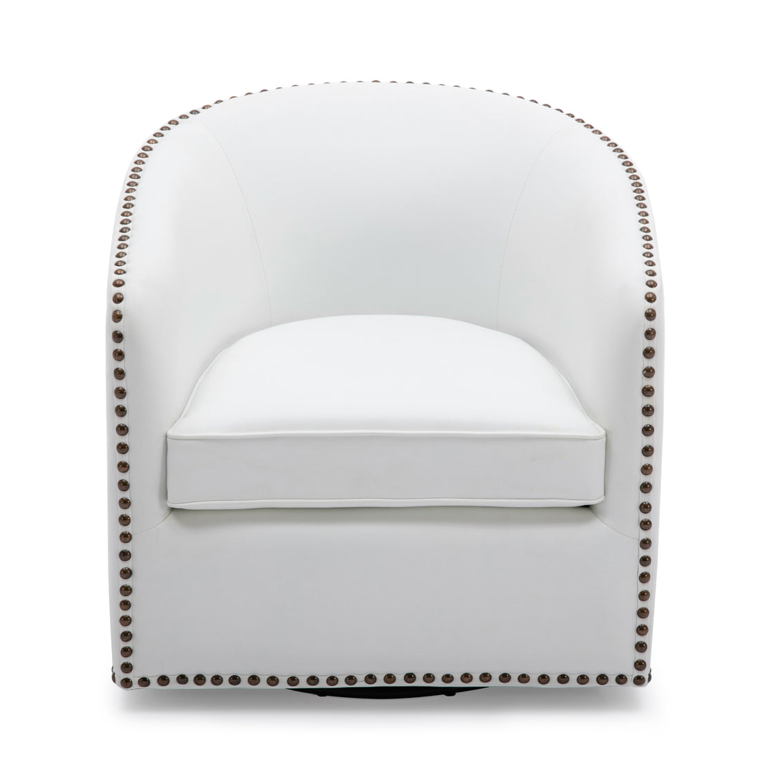 Trenton Swivel Arm Chair Milky Off White Foam Pu Leather