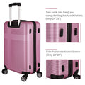 3 Piece Luggage With Tsa Lock Abs, Durable Luggage Set, Lightweight Suitcase With Hooks, Spinner Wheels Cross Stripe Luggage Sets 20In 24In 28In Pink Abs