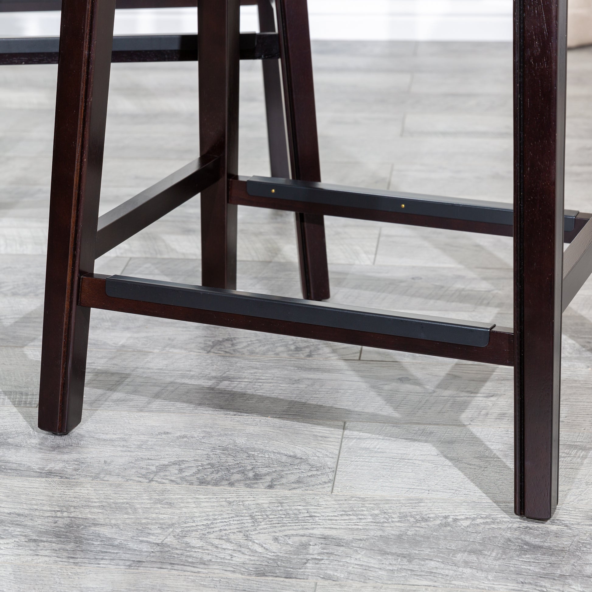 24" Counter Stool, Espresso Finish, Black Leather Seat Espresso Bonded Leather