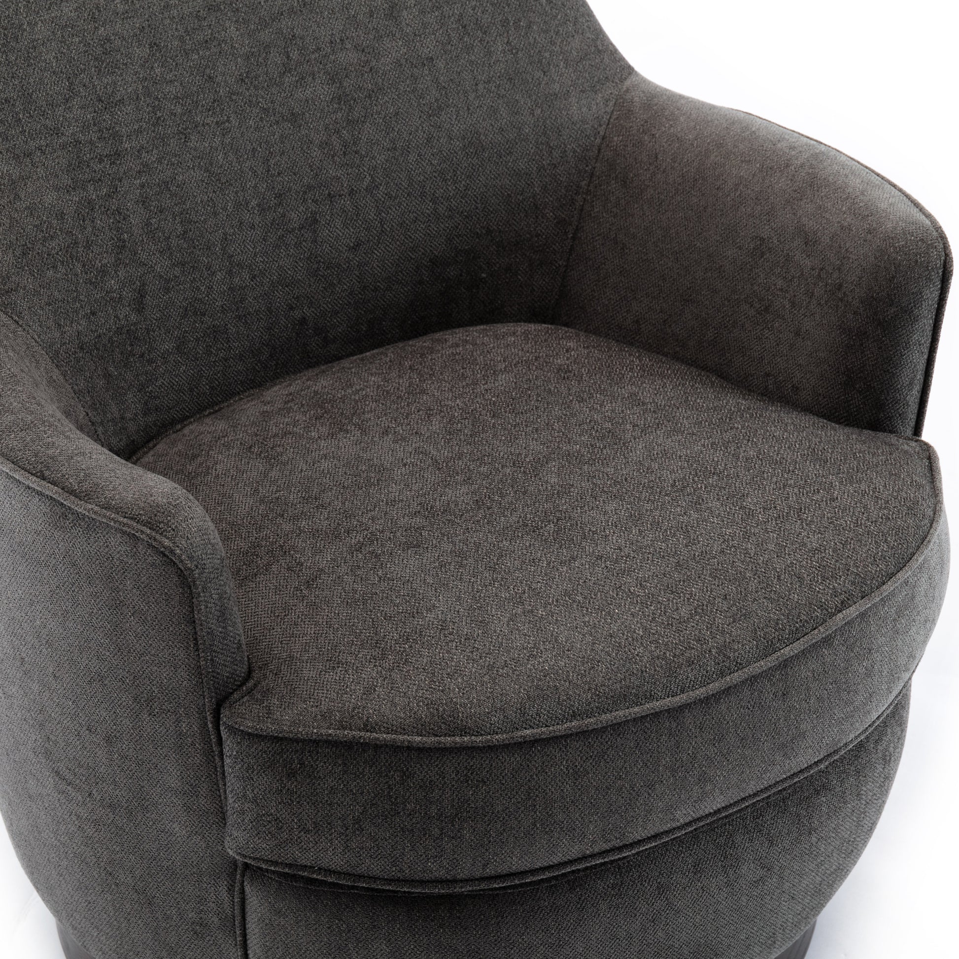 Richfield Charcoal Wood Base Swivel Chair Charcoal Grey Foam Polyester