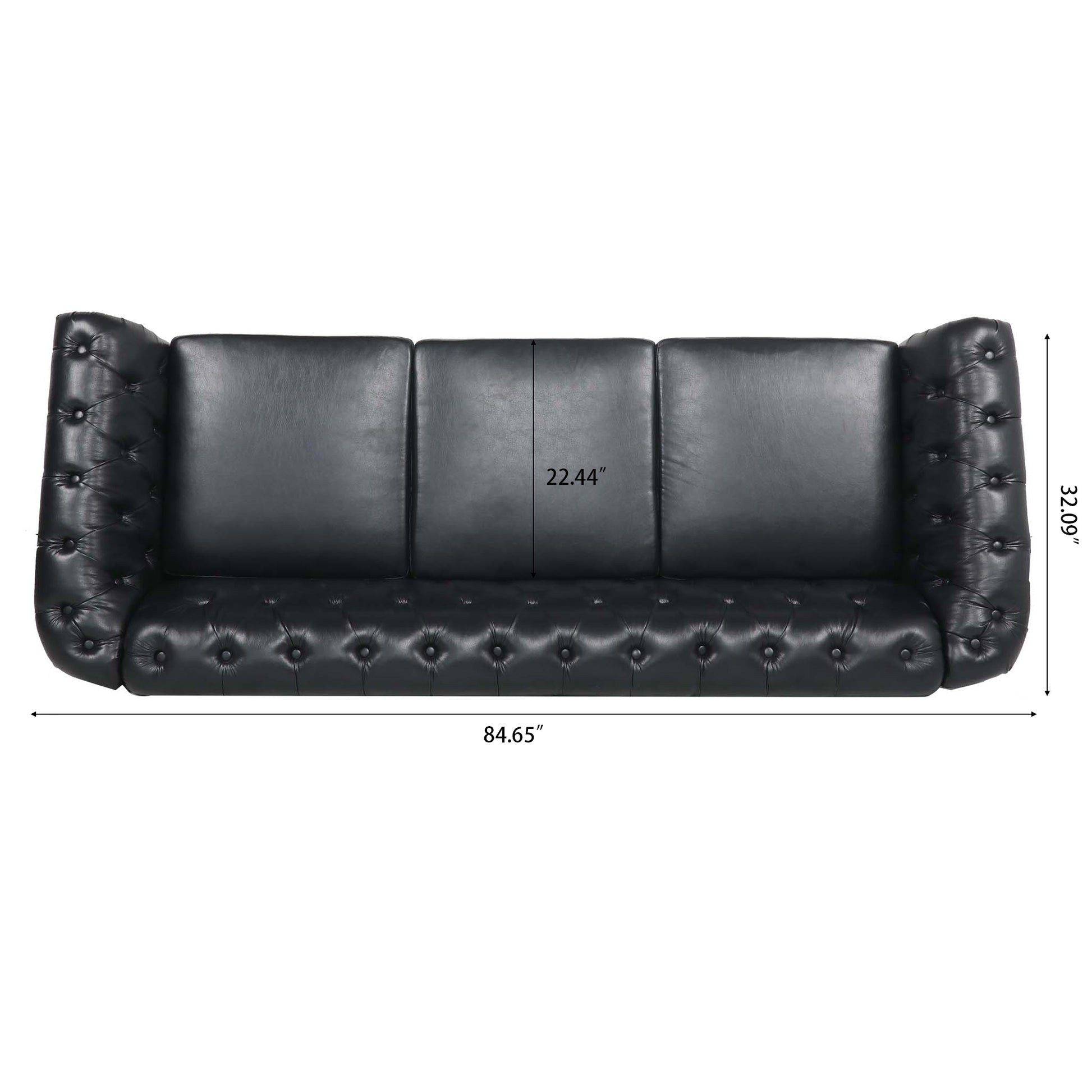 3 Piece Configurable Living Room Set Black Pu