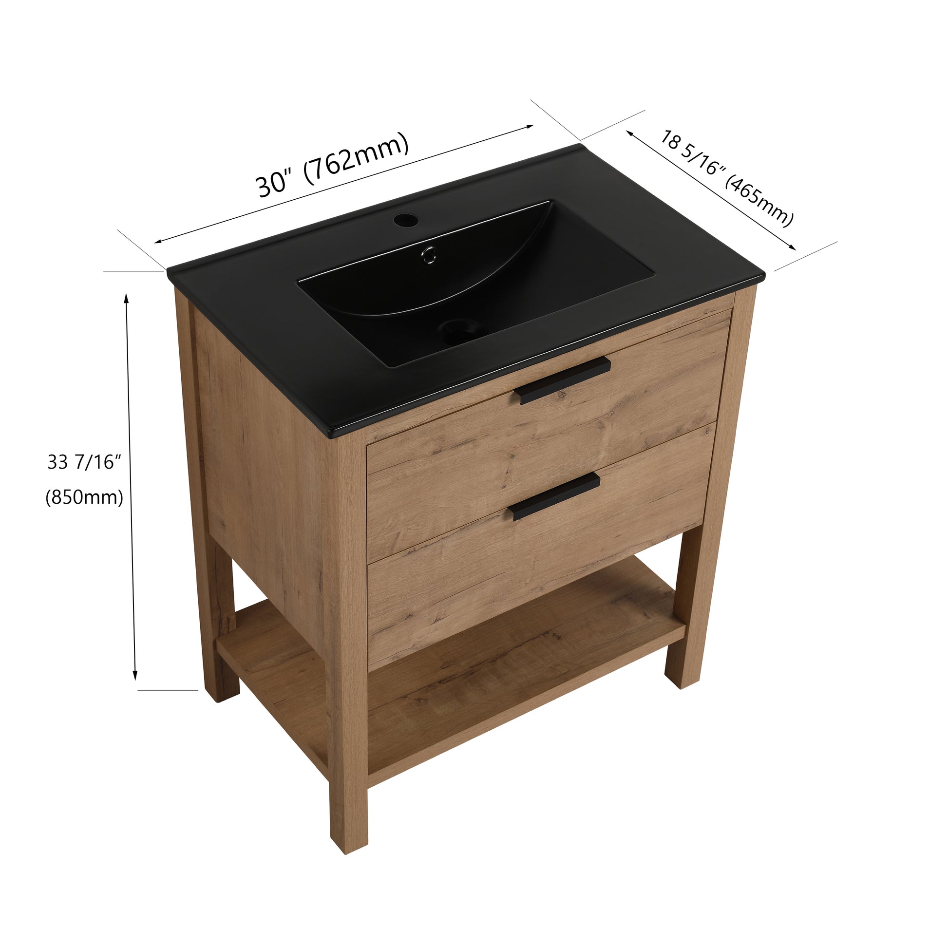 30 Inch Bathroom Vanity Plywood With 2 Drawers Bvb01030Imo Bl9075Bk 2 Imitative Oak 1 Bathroom Freestanding Modern Plywood