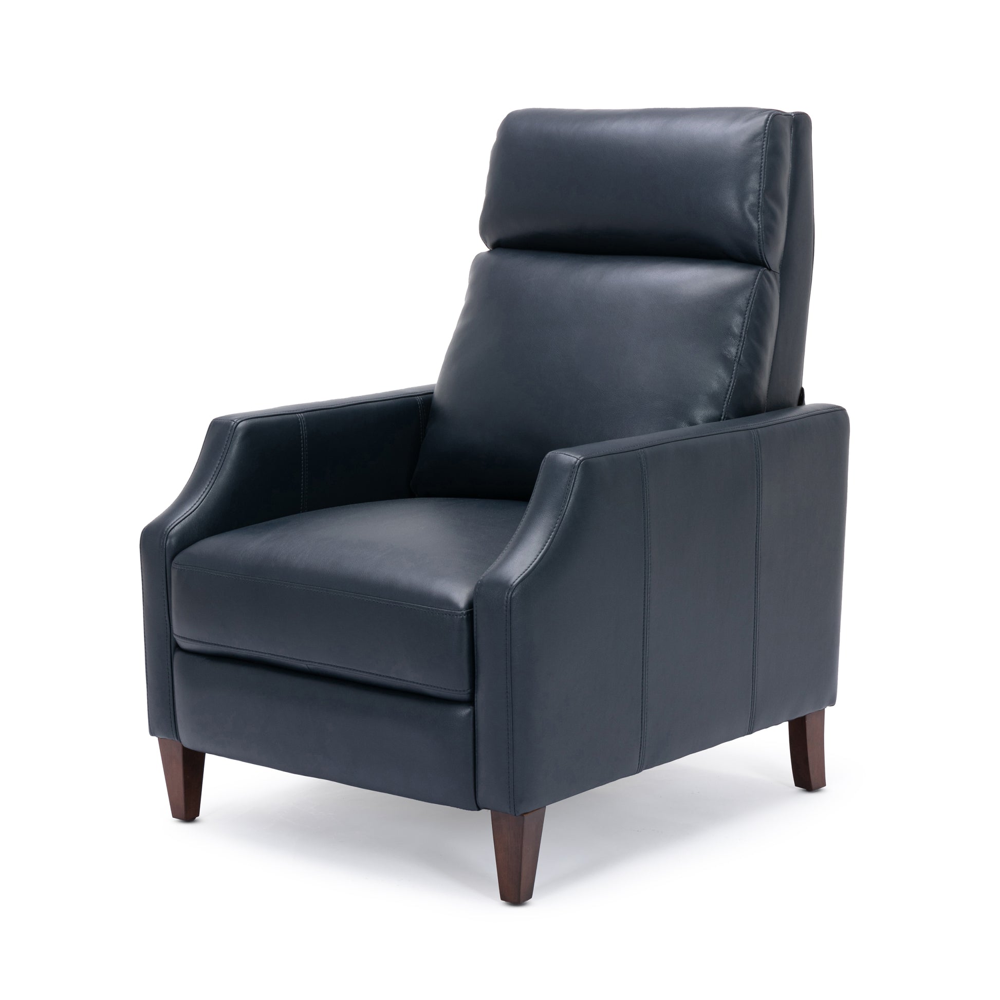 Biscoe Push Back Recliner Midnight Blue Dark Blue Foam Pu Leather