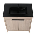 30 Inch Freestanding Bathroom Vanity With Black Ceramic Sink & 2 Soft Close Cabinet Doors Bvb02430Plo Bl9075Bk ,W1286S00019 Plain Light Oak 2 Bathroom Freestanding Modern Plywood