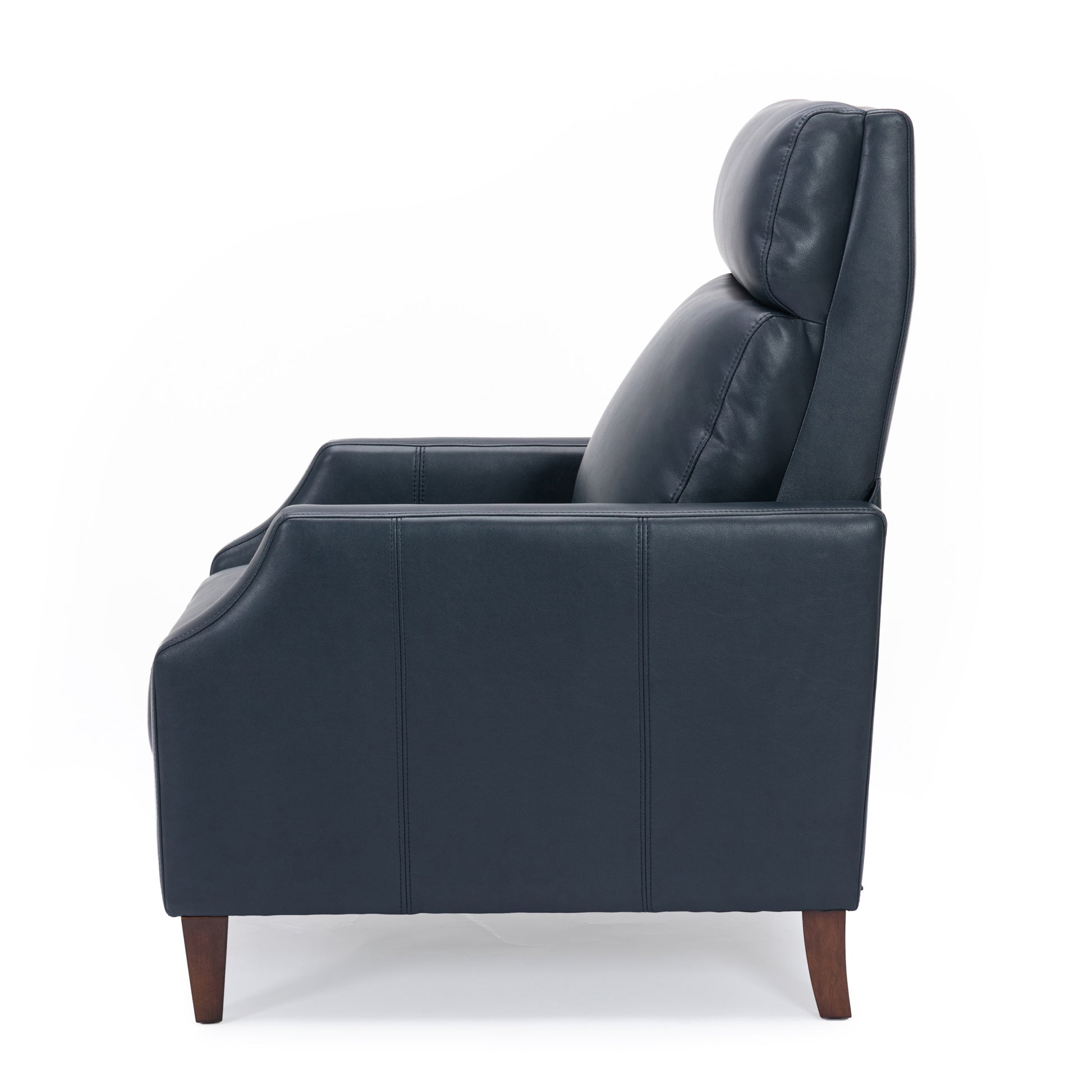 Biscoe Push Back Recliner Midnight Blue Dark Blue Foam Pu Leather