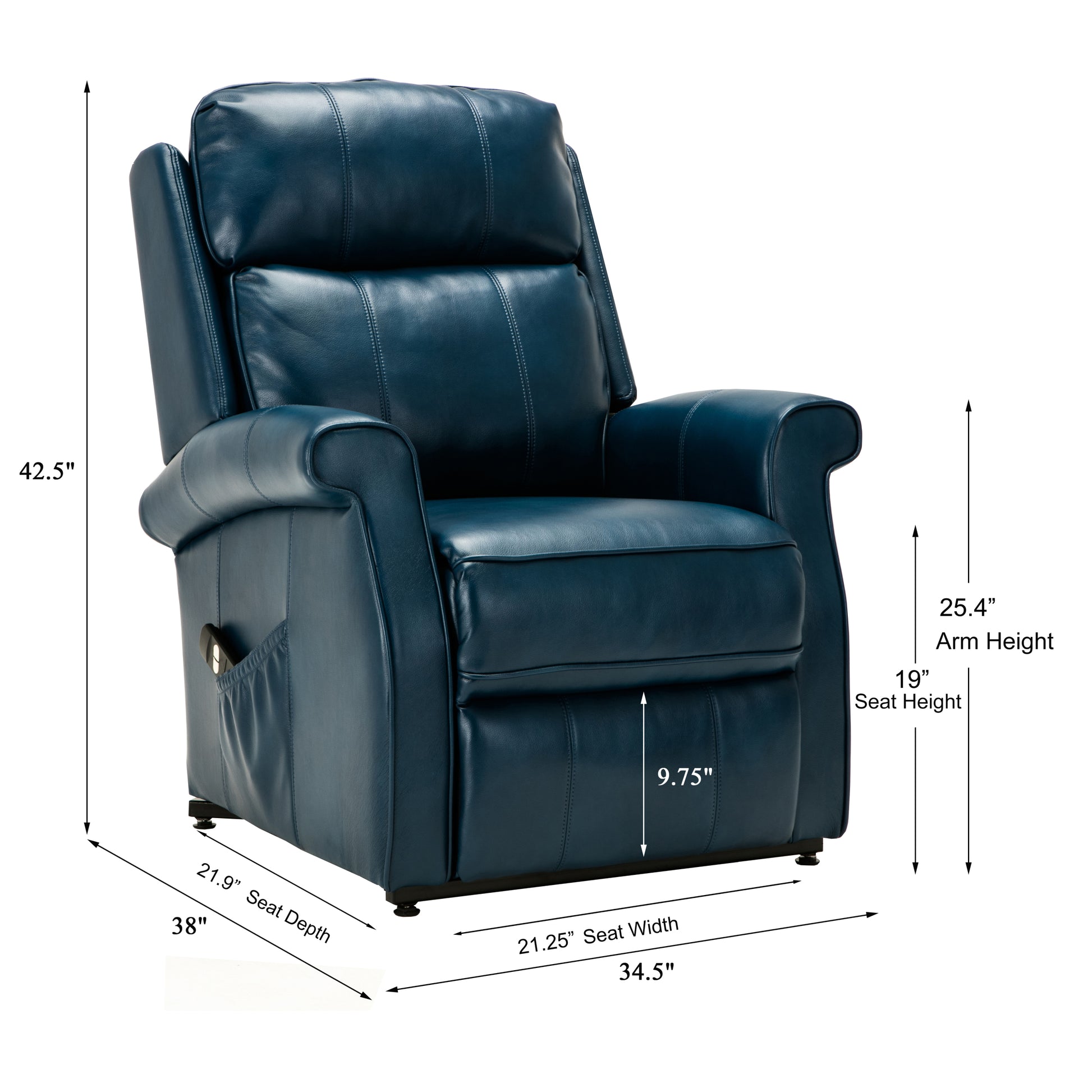 Landis Navy Blue Traditional Lift Chair Navy Blue Foam Pu Leather