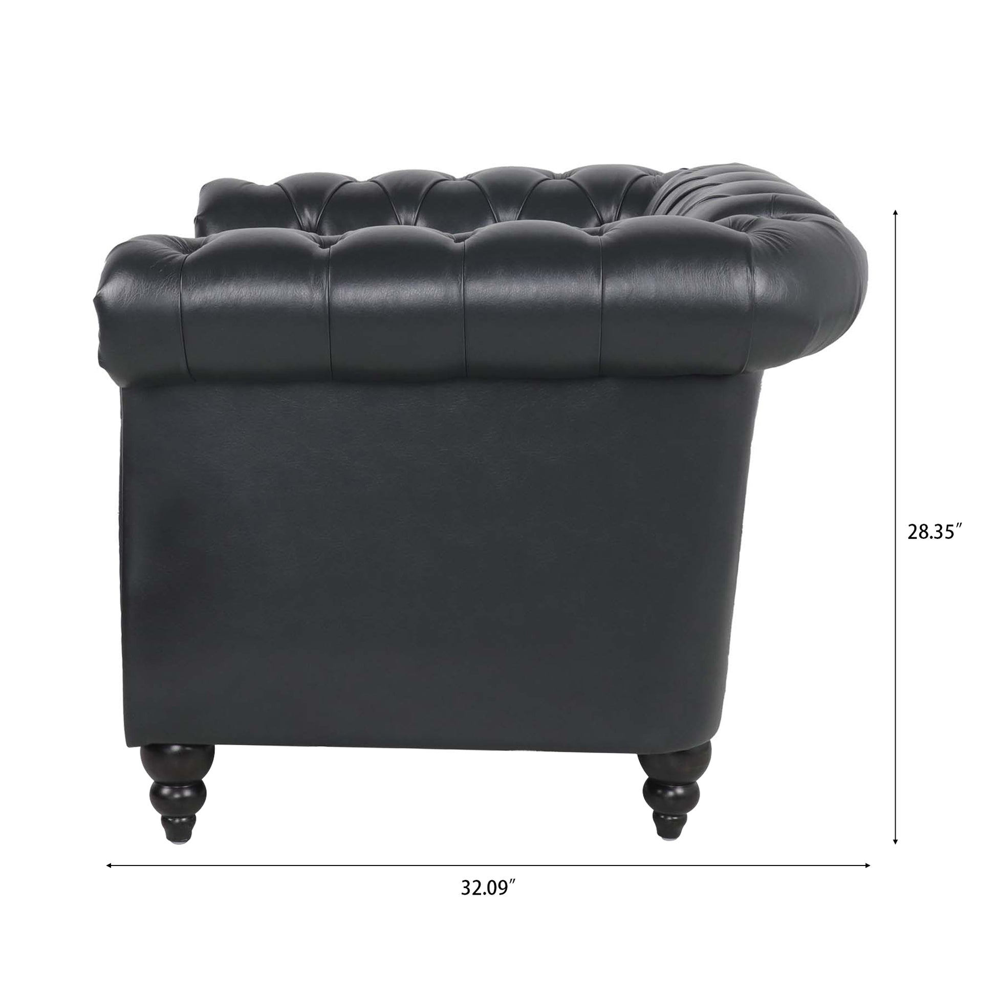 3 Piece Configurable Living Room Set Black Pu
