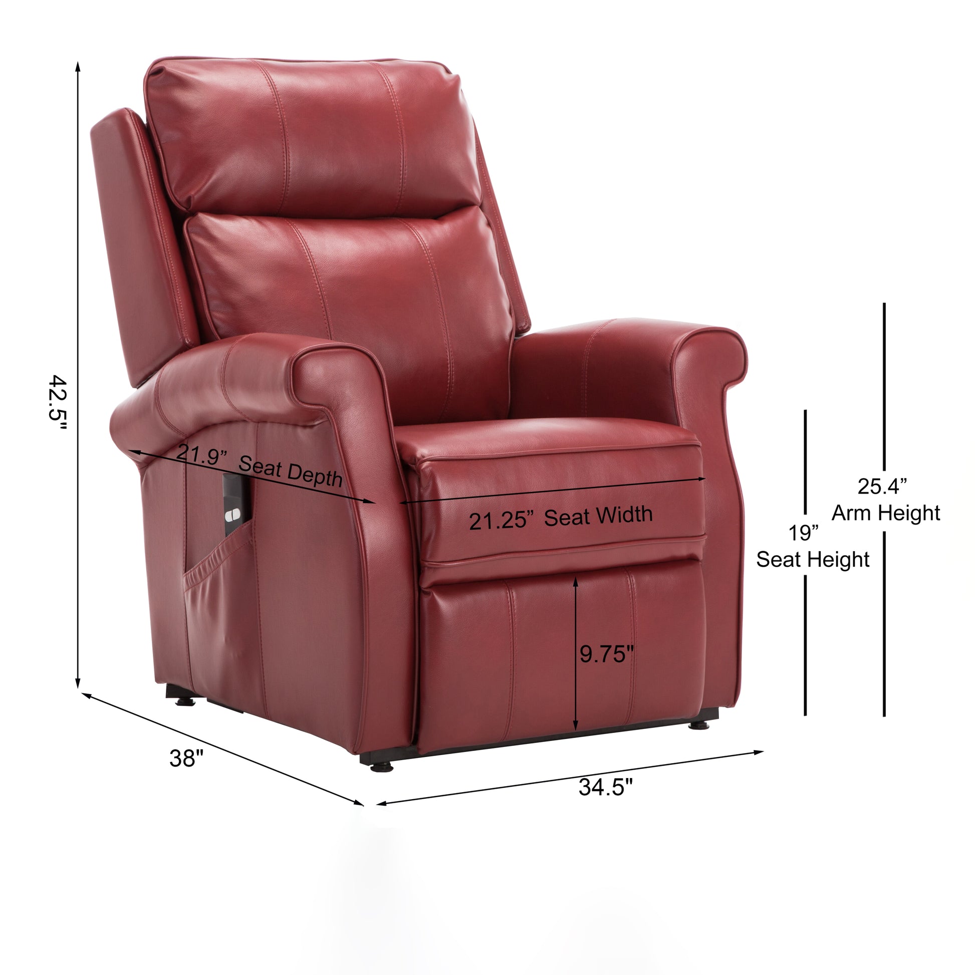 Landis Red Traditional Lift Chair Red Foam Pu Leather