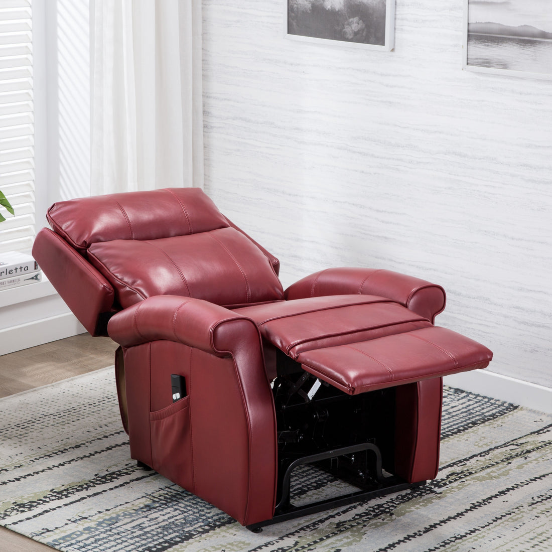 Landis Red Traditional Lift Chair Red Foam Pu Leather