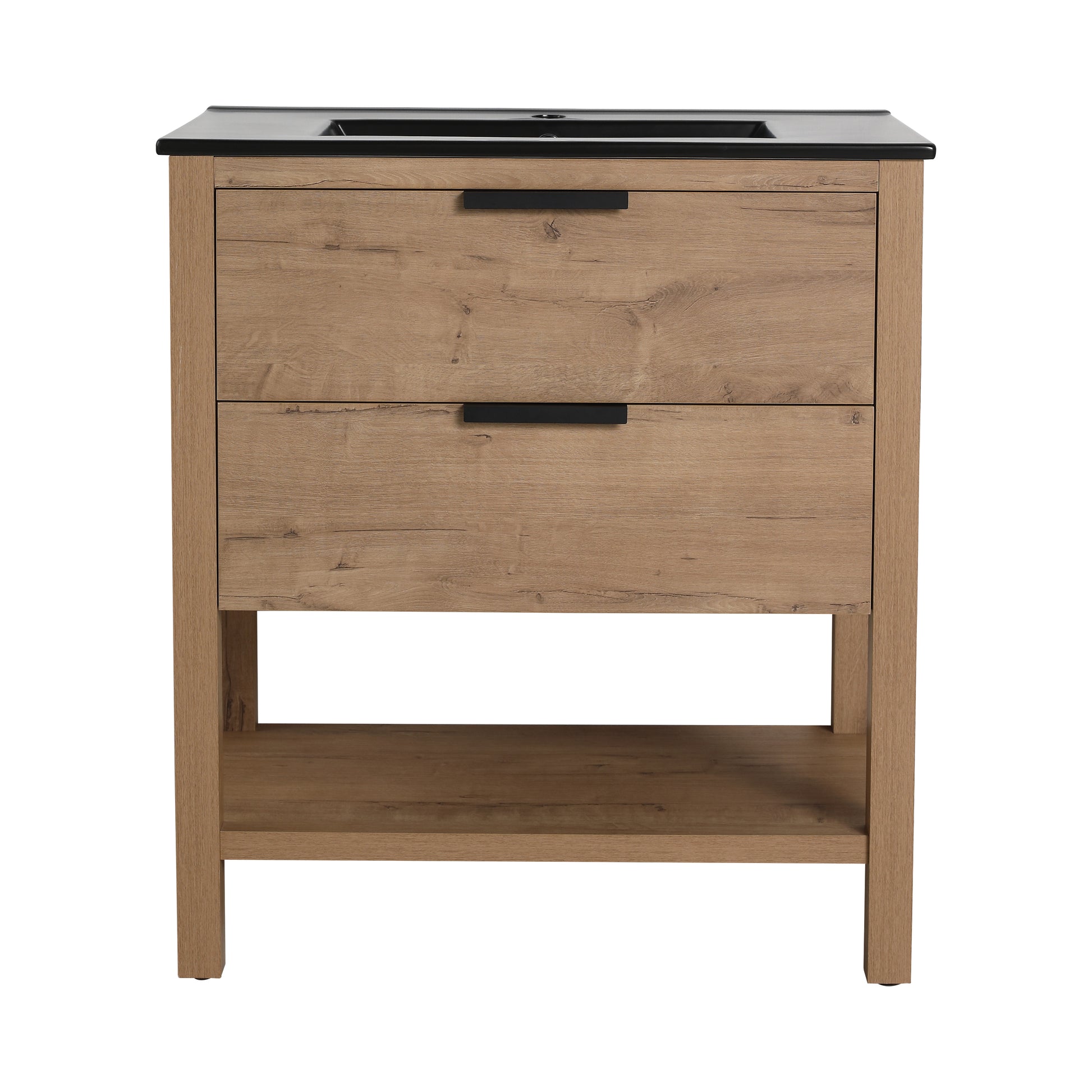 30 Inch Bathroom Vanity Plywood With 2 Drawers Bvb01030Imo Bl9075Bk 2 Imitative Oak 1 Bathroom Freestanding Modern Plywood