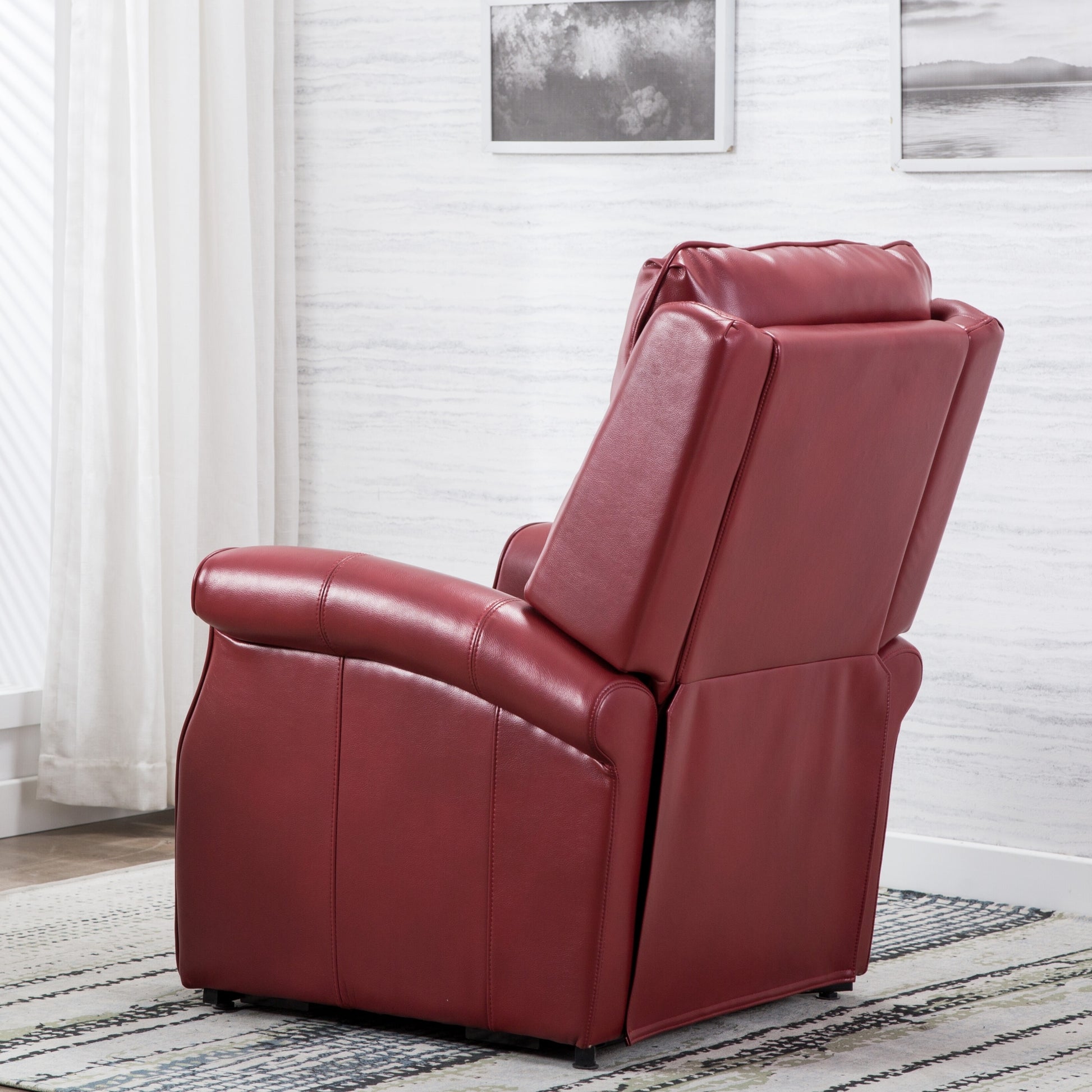 Landis Red Traditional Lift Chair Red Foam Pu Leather