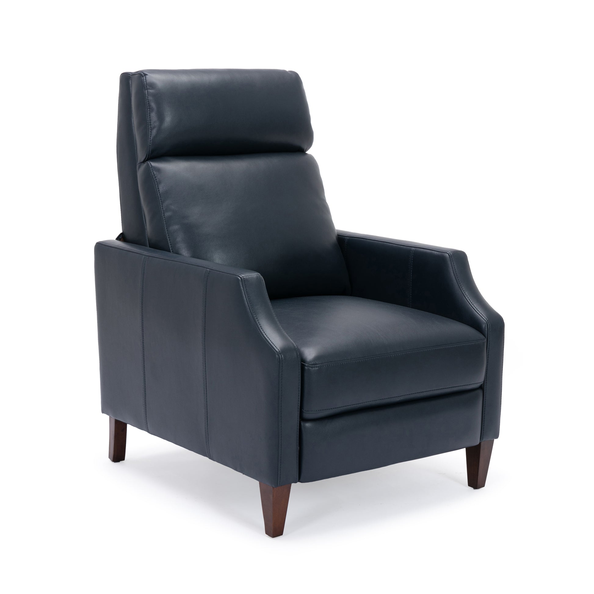 Biscoe Push Back Recliner Midnight Blue Dark Blue Foam Pu Leather