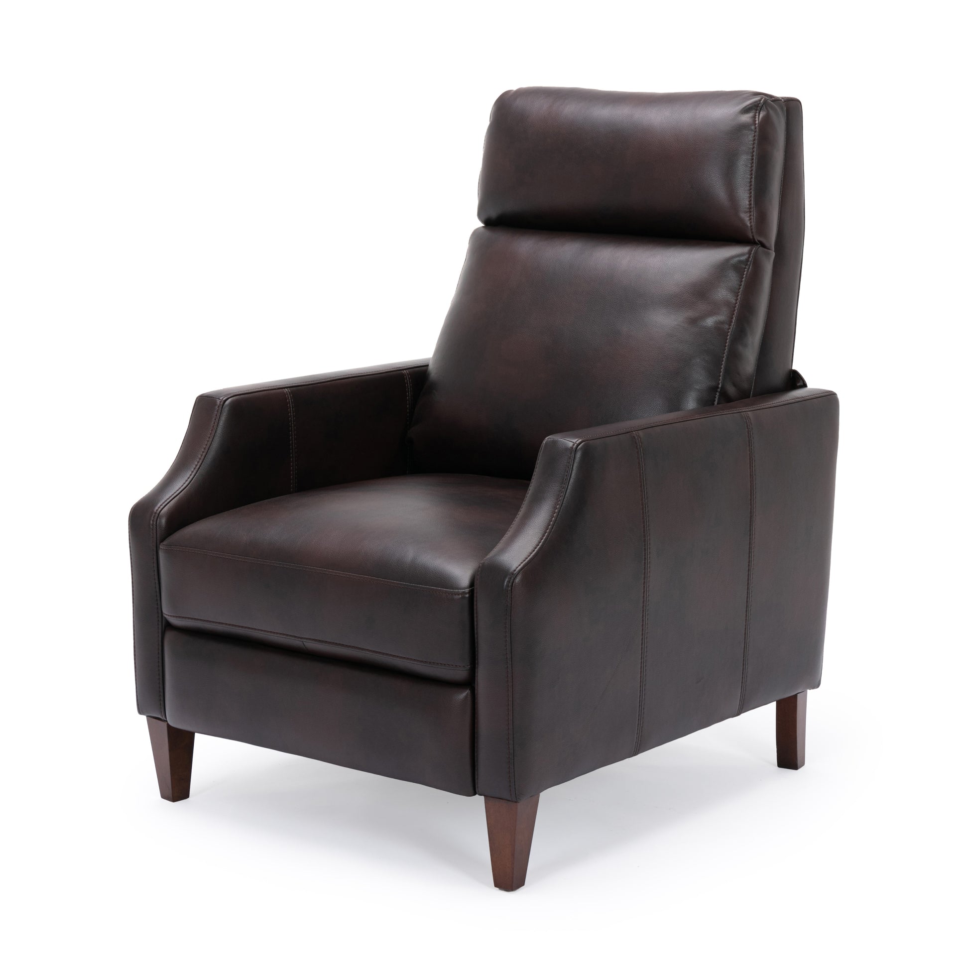 Biscoe Push Back Recliner Burnished Brown Brown Foam Pu Leather