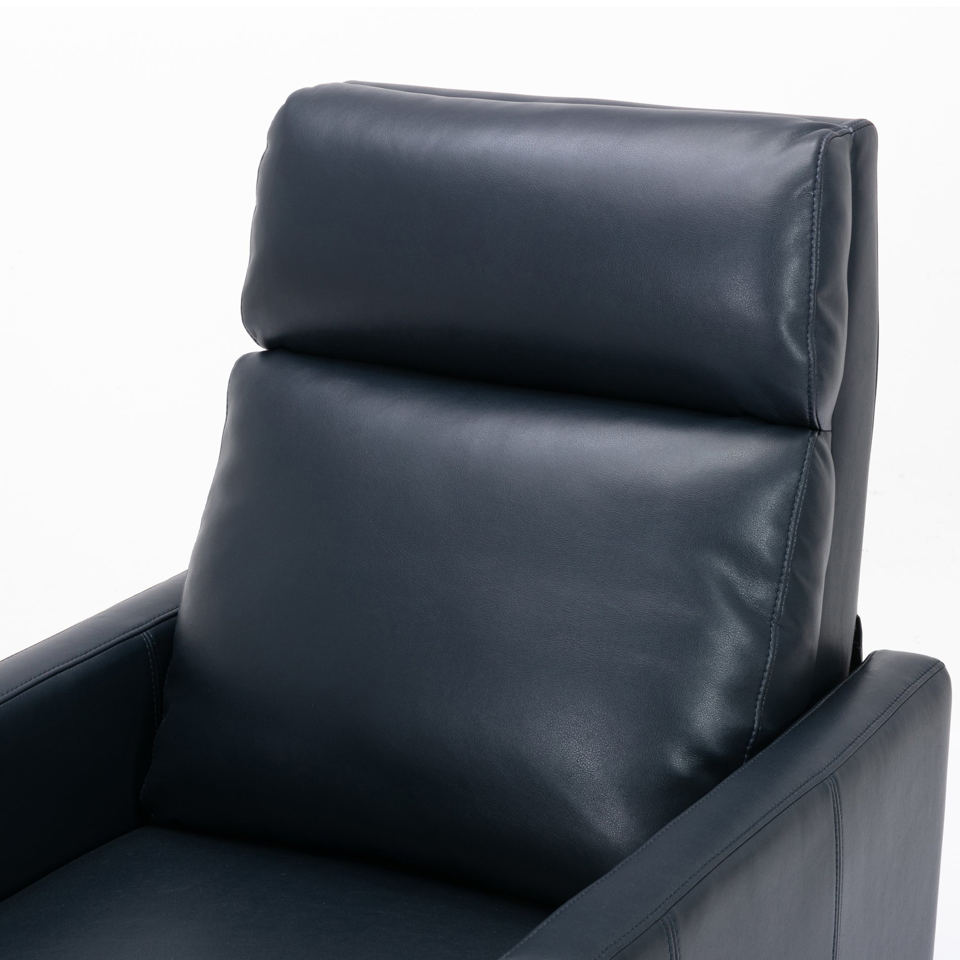 Biscoe Push Back Recliner Midnight Blue Dark Blue Foam Pu Leather