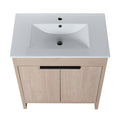 30 Inch Freestanding Bathroom Vanity With White Ceramic Sink & 2 Soft Close Cabinet Doors Bvb02430Plo Bl9075B W999S00063 Plain Light Oak 2 Bathroom Freestanding Modern Plywood