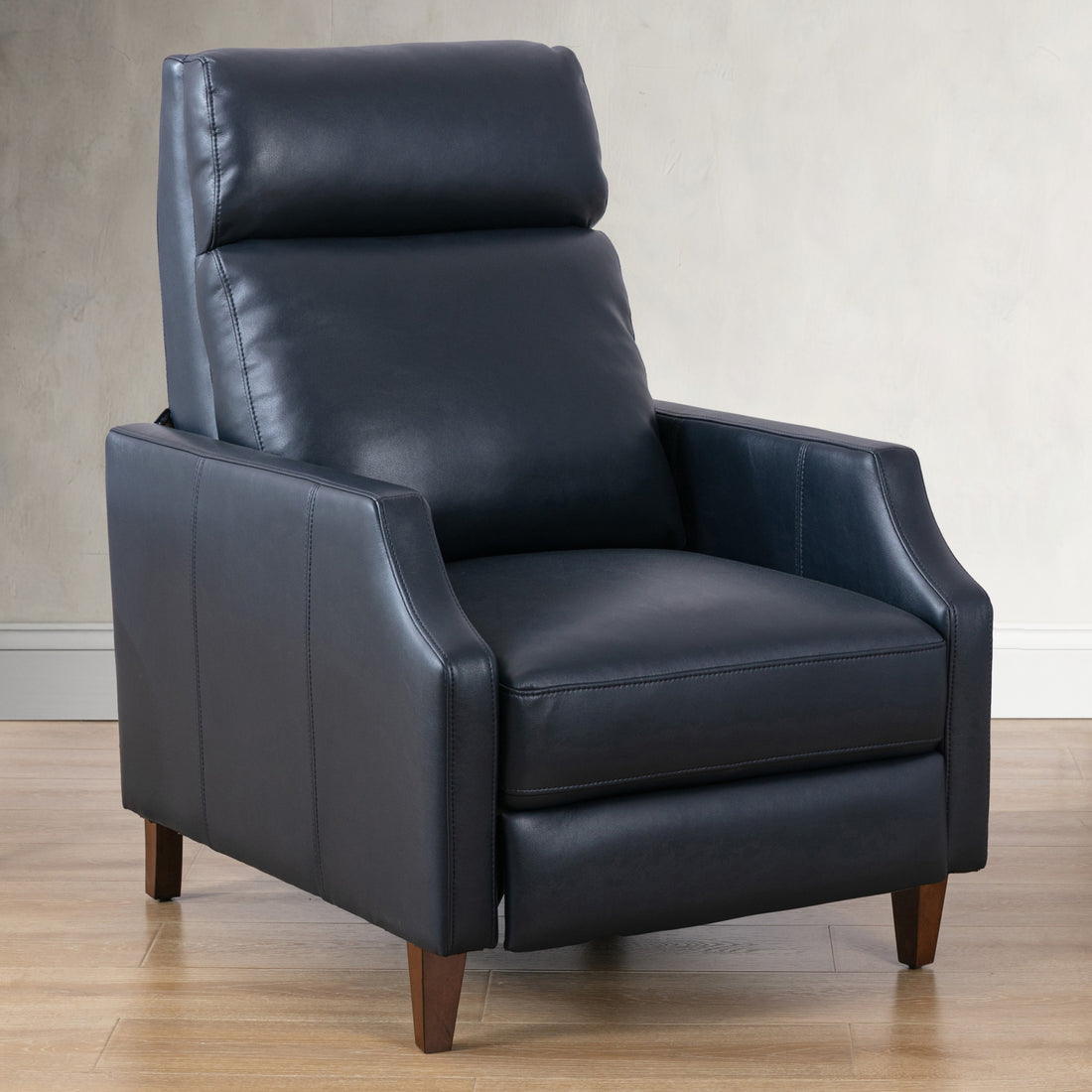 Biscoe Push Back Recliner Midnight Blue Dark Blue Foam Pu Leather