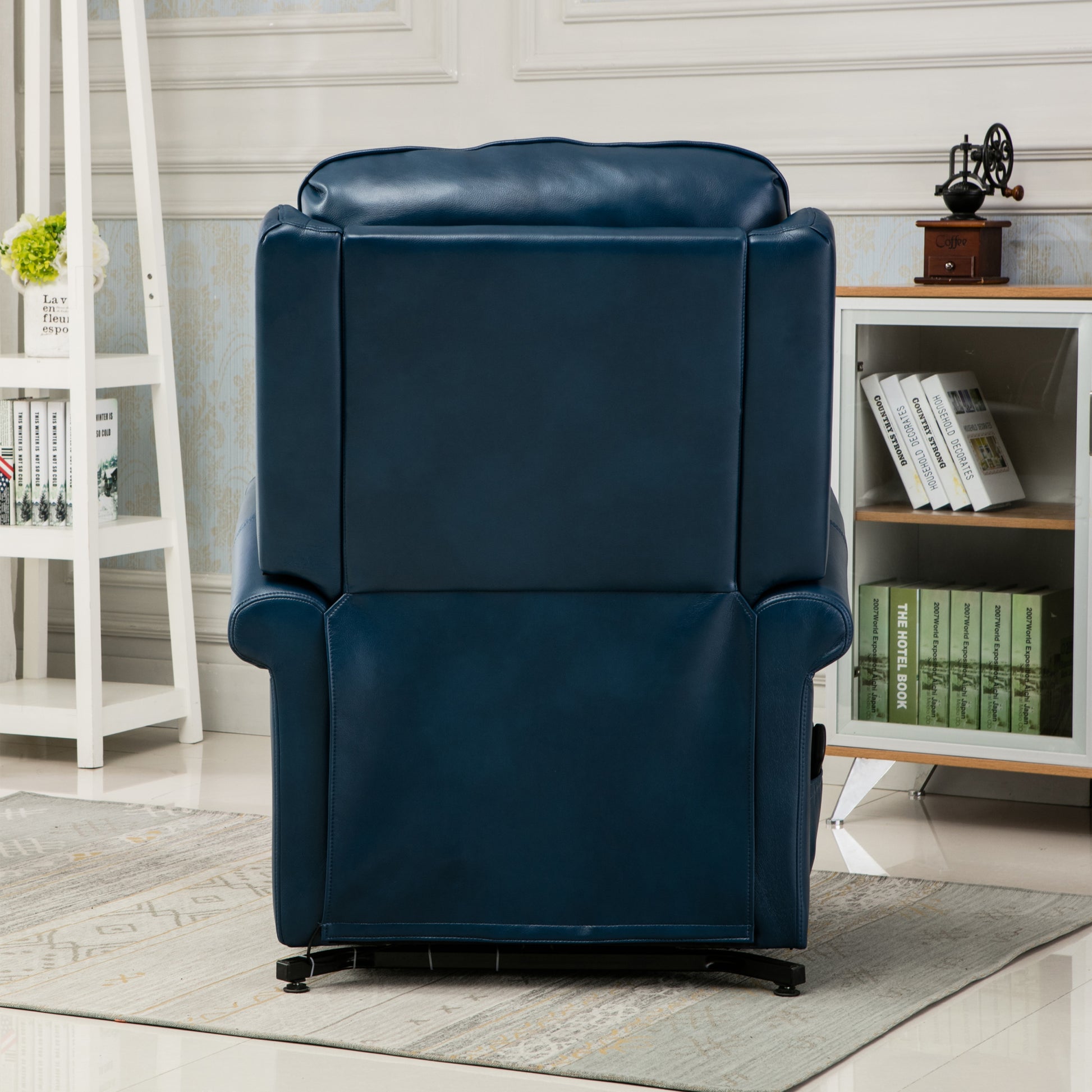 Landis Navy Blue Traditional Lift Chair Navy Blue Foam Pu Leather